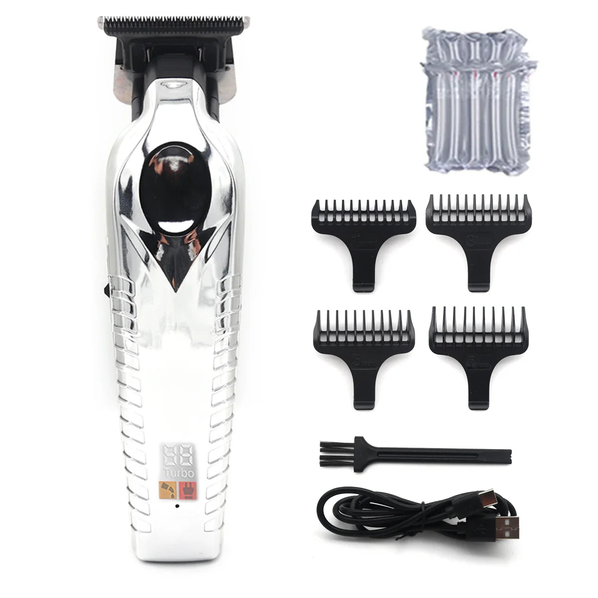 Men's Hair Trimmer – Zero Gapped DLC T-Blade, LED Display, Low Noise, Cordless Professional Hair Clipper for Finishing
