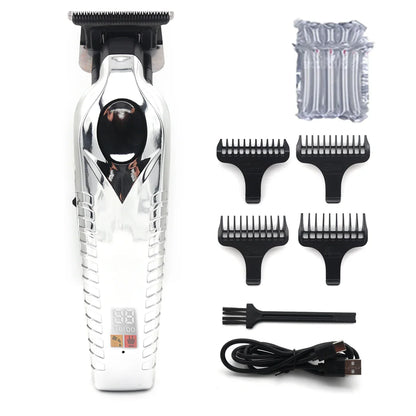 Men's Hair Trimmer – Zero Gapped DLC T-Blade, LED Display, Low Noise, Cordless Professional Hair Clipper for Finishing