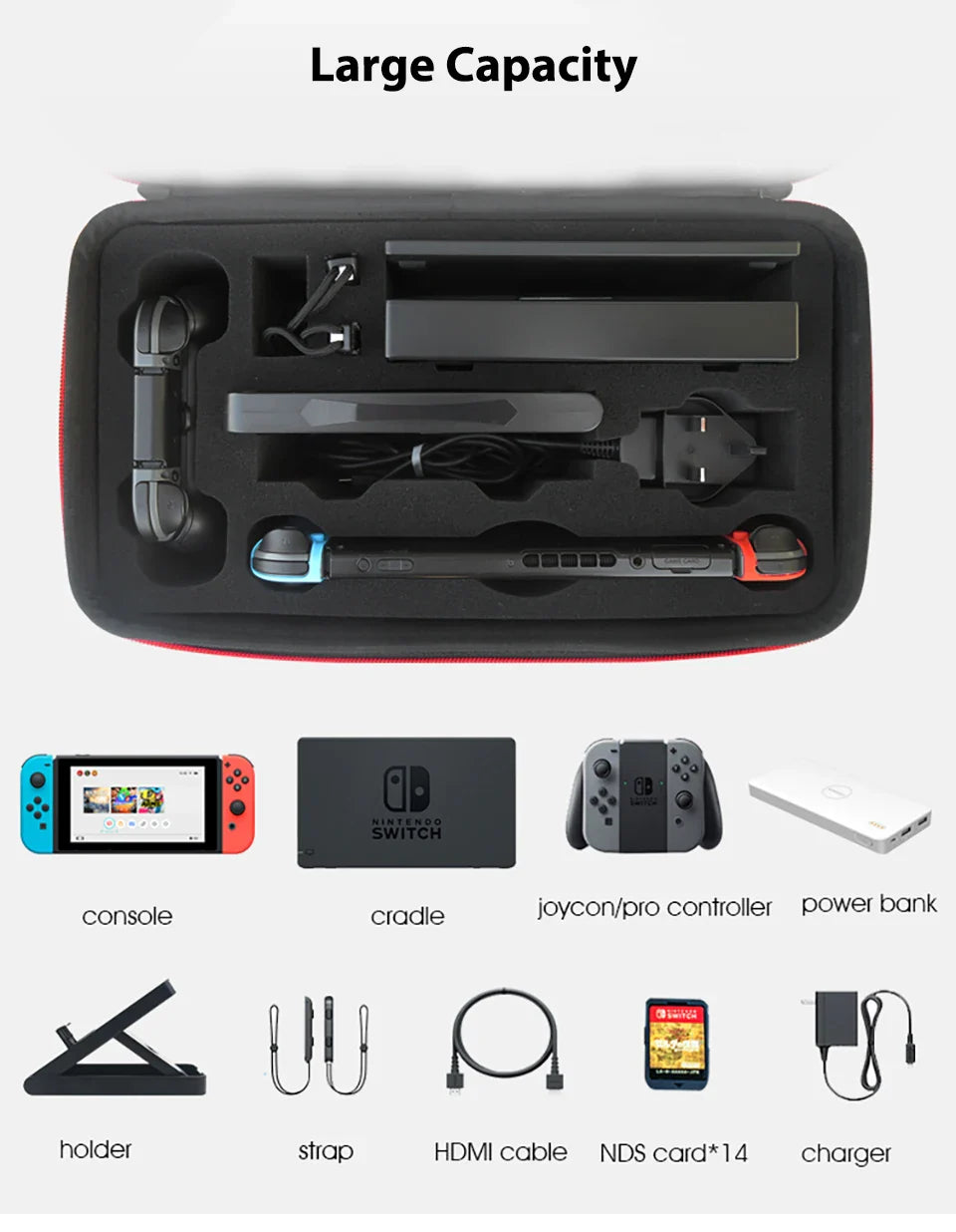 Nintendo Switch OLED Carrying Case — Portable Travel Storage Bag for Switch Game Accessories