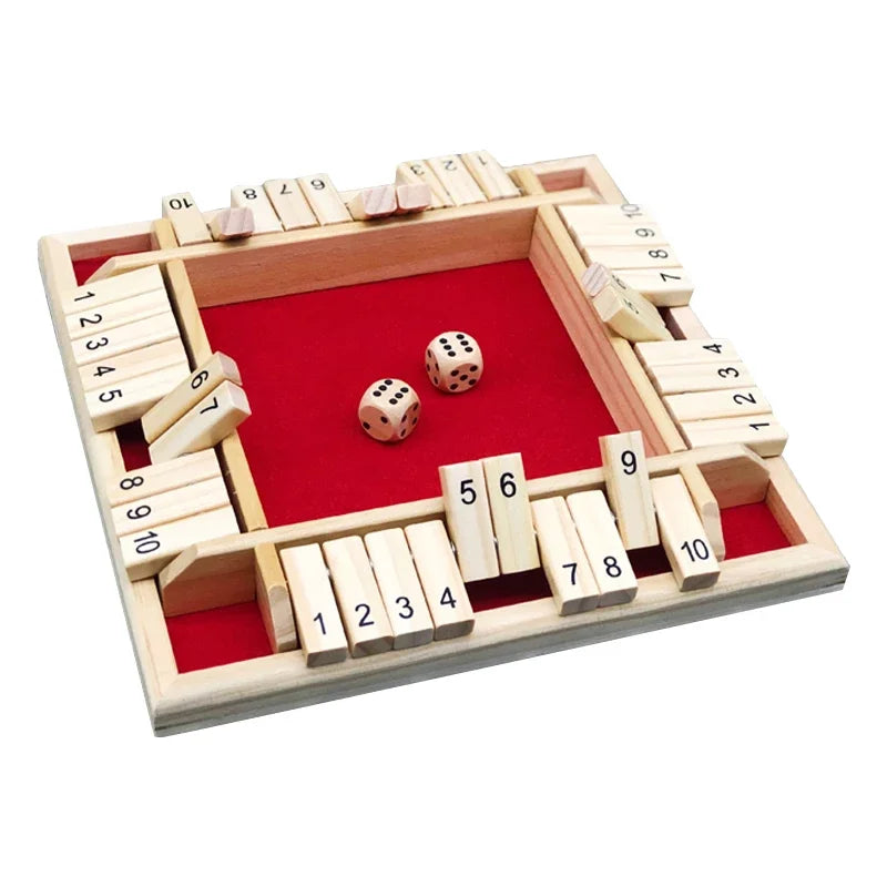 Wooden Arithmetic Dice Board Game – Flip Card Box with 4-Sided Number Tiles, Fun Multiplayer Family & Party Game