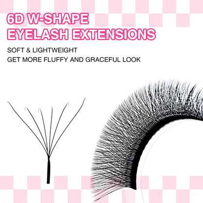 TDANCE 3D–6D Premade Fan Eyelash Extensions – W Style Faux Mink Natural Soft Volume Bloom Lashes