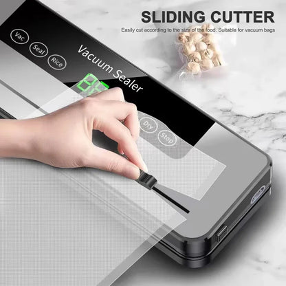 Electric Vacuum Sealer Machine for Food Storage, Touch Button Dry & Wet Mode, Built-in Cutter, Kitchen Vacuum Packaging System