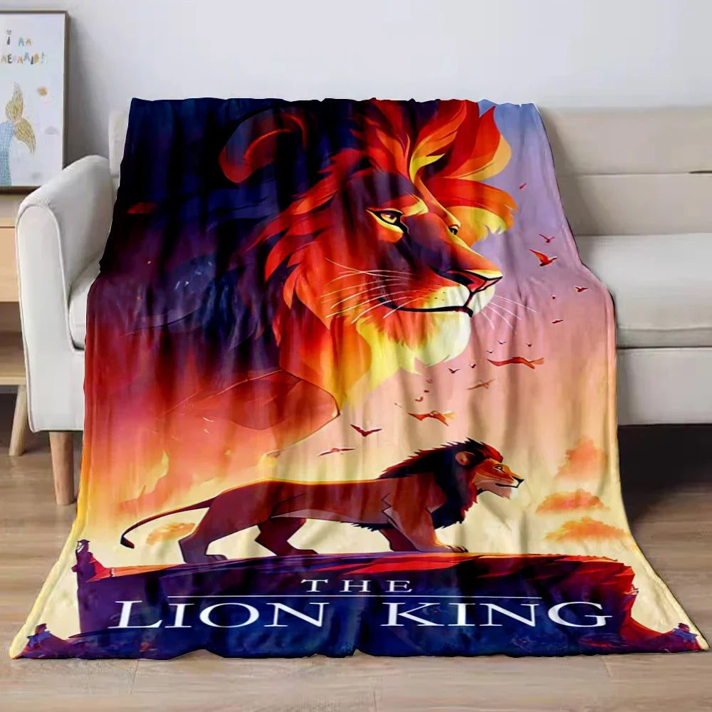Lion King Simba Cartoon Flannel Blanket – Soft Cozy Throw for Sofa, Bed, Car, Camping, Travel & Kids Gift