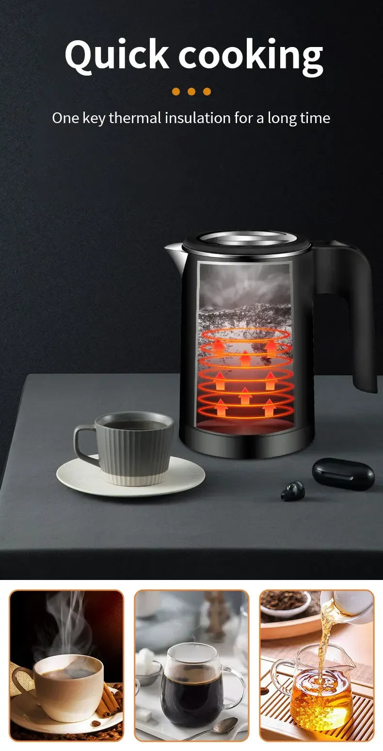 500ML Stainless Steel Portable Electric Kettle — Travel Water Boiler Pot for Hotel, Home, Kitchen, Tea, and Coffee