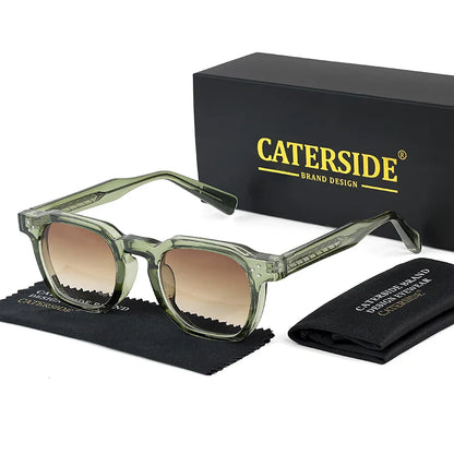 CATERSIDE Retro Punk Square Sunglasses – 2-Piece Fashion Set for Men & Women, Party & Festival Gift Glasses