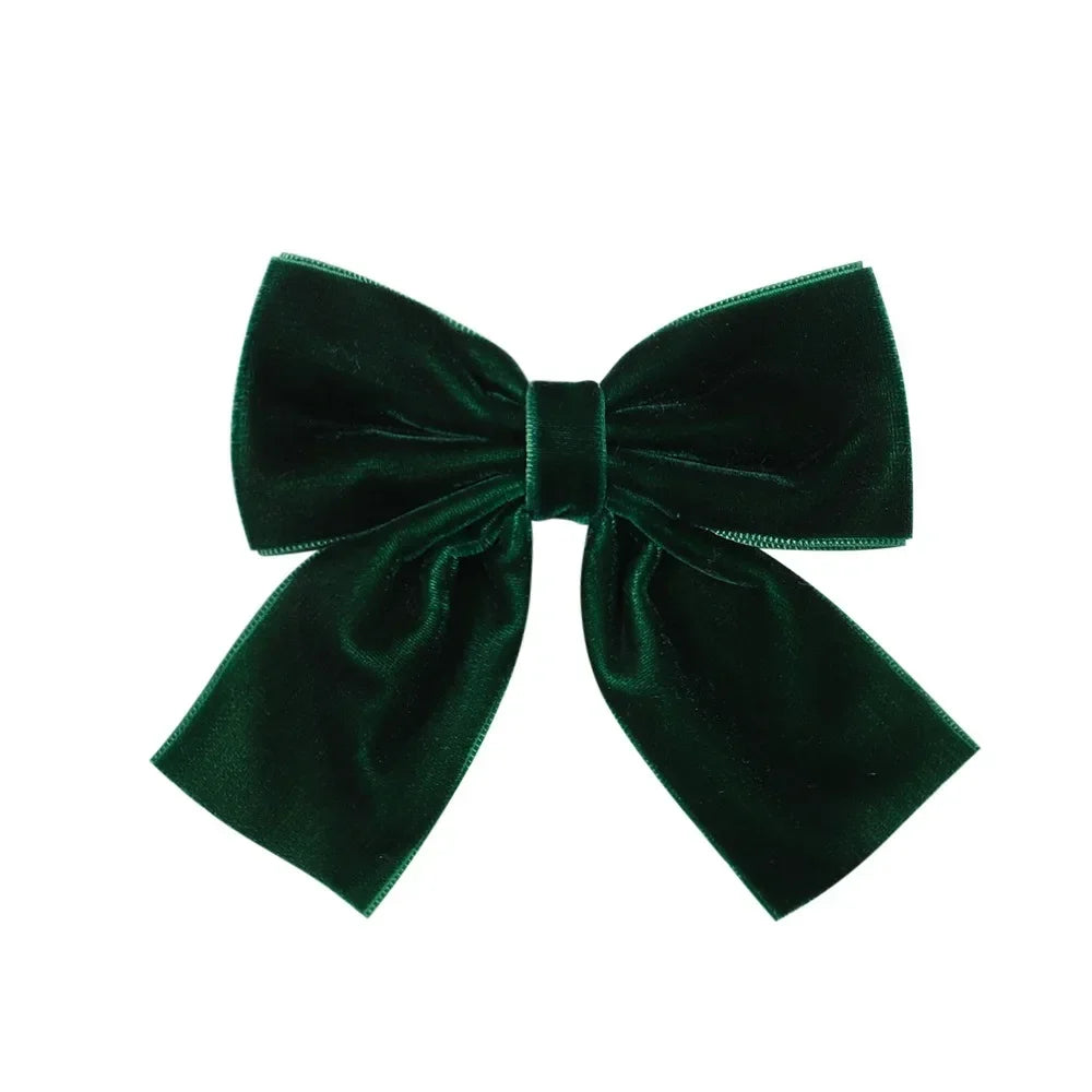 4.3-inch Velvet Bow Hair Clips for Girls – Handmade Barrettes in Black, White, Red, Pink, Blue, Yellow, Kids Hair Accessories