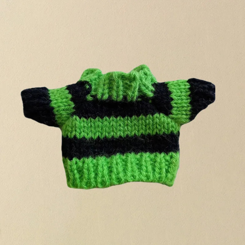 Labubu Striped Sweater Outfit - Matching Hat Pendant, Customizable Doll Accessories