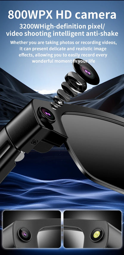 AI Smart Camera Glasses — 8MP with Bluetooth for Calls & Music, Object Recognition, and AI Translation