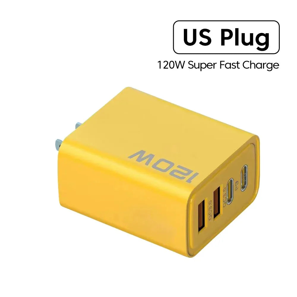 120W 4-Port USB Type-C Fast Charger – Quick Charge Adapter for iPhone, Samsung, Xiaomi