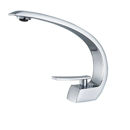 Brass Bathroom Faucet - Single Handle Basin Sink Mixer Tap with Hot & Cold Water, Beautiful Curve Design, Deck Installation