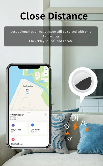 JSPTEC AirTag Bluetooth GPS Tracker - IPX5 Waterproof Mini Finder for iOS, Kids, Pets & Everyday Tracking