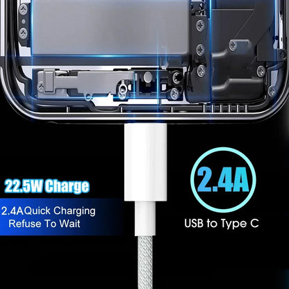 Nylon Braided USB-C Fast Charging CarPlay Cable for iPhone 15/15 Pro/15 Pro Max/15 Plus