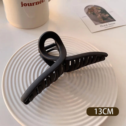 Elegant Large Black Hair Clip for Women - Fashion French Hairgrips with Korean Letter Design, Girls Hairpins Hair Accessories