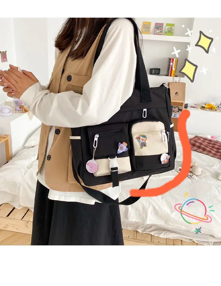 Waterproof Canvas Women’s Handbag – Nylon Shoulder Tote, Oxford Crossbody Messenger Bag for Girls