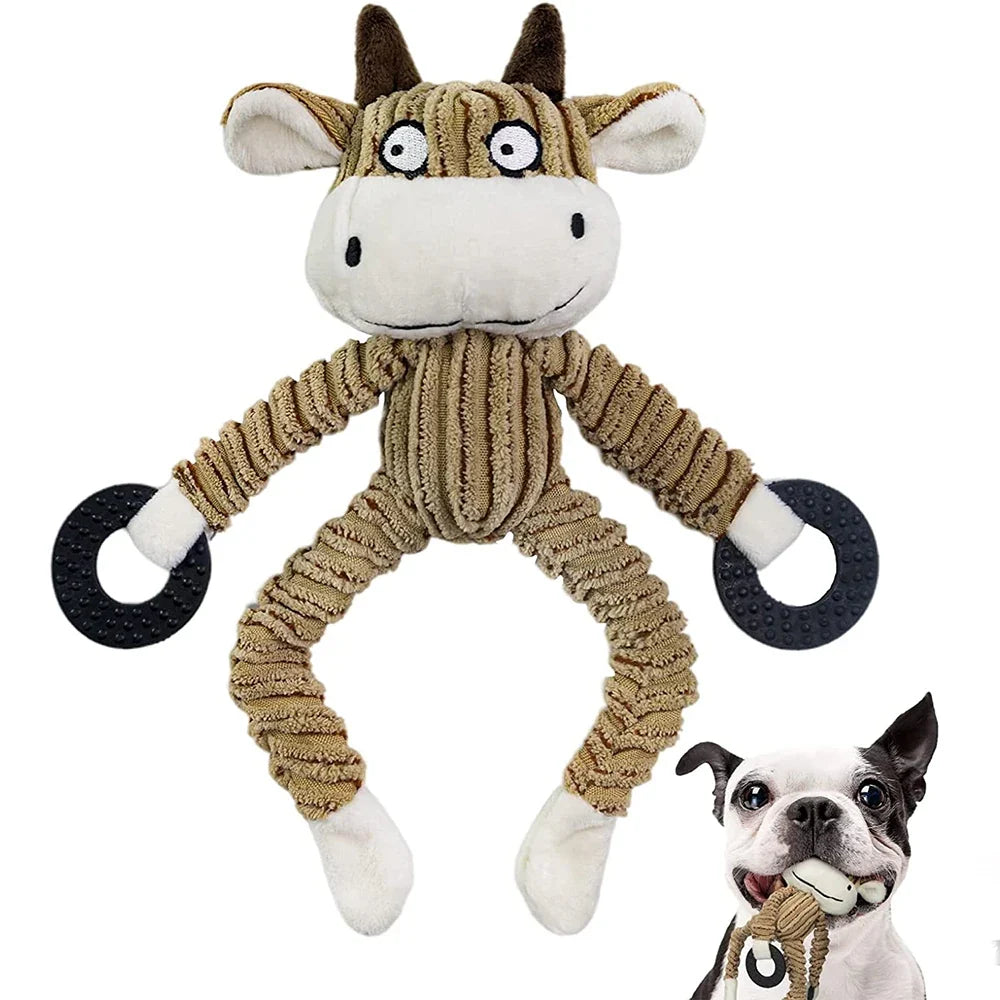 Plush Squeaky Monkey Dog Toy - Puppy Teething & Training Chew Toy for Small Dogs, Interactive Pet Playtime