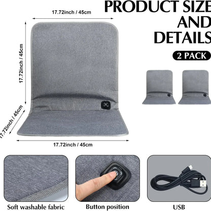 USB Waterproof Heated Seat Cushion 90x43cm – 3 Temperature Settings Winter Heating Pad for Car, Office & Home