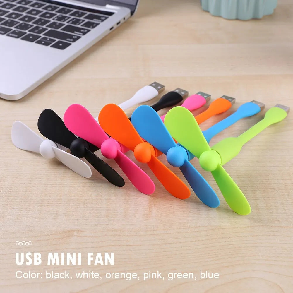 Mini USB Flexible Fan – Bendable Portable Hand Fan for Laptop, PC, Power Bank, and AC Charger, Summer Cooling Gadget