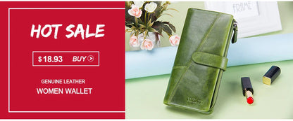 CONTACT'S Genuine Leather Short Wallet for Women — Luxury Designer Card & Coin Holder, Mini Money Clip Wallet with Free Shipping