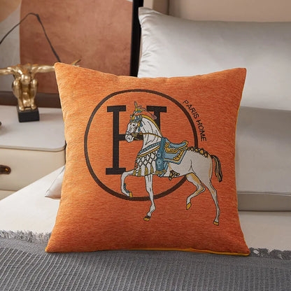 Croker Horse 45cm Throw Pillow Cover – Luxury Embroidered Cushion for Sofa & Couch, Modern Style, 1 Pack