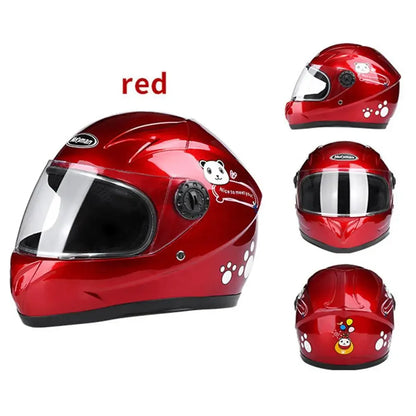 New Cute Children’s Full Face Helmet – Safety Bike & Motorcycle Helmet for Kids, Adjustable for Outdoor Sports, Four Seasons Protection