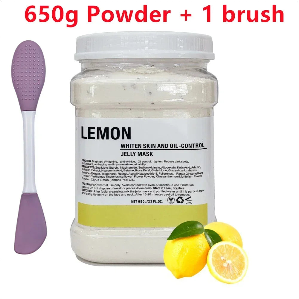 650g Chamomile Hyaluronic Acid Jelly Mask – Rose Moisturizing Facial Powder with Silicone Brush for Skin Elasticity