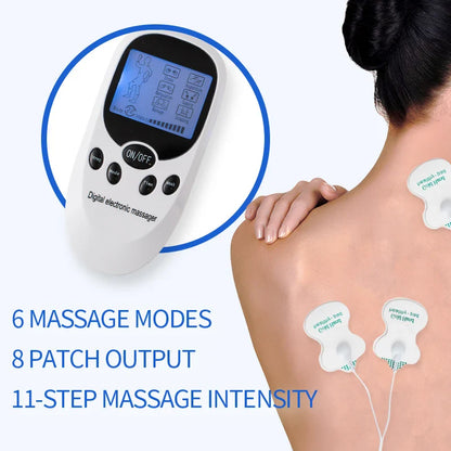 Digital TENS EMS Massager — Electric Pulse Muscle Stimulator with Electrode Pads for Back and Neck, Home Use