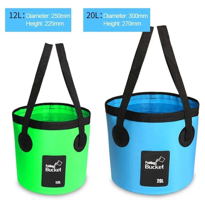 Portable Waterproof Water Bag - 12L/20L Folding Bucket Water Storage Container Carrier Bags for Fishing, Camping, Hiking
