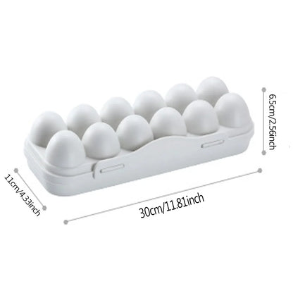 12 Grid Egg Holder Tray - Portable Plastic Egg Storage Container with Protective Case for Refrigerator, Camping & Travel