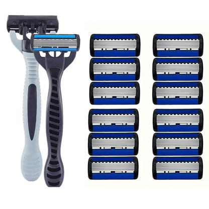 Men’s 6-Layer Stainless Steel Shaver – Classic Detachable & Reusable Razor Blade