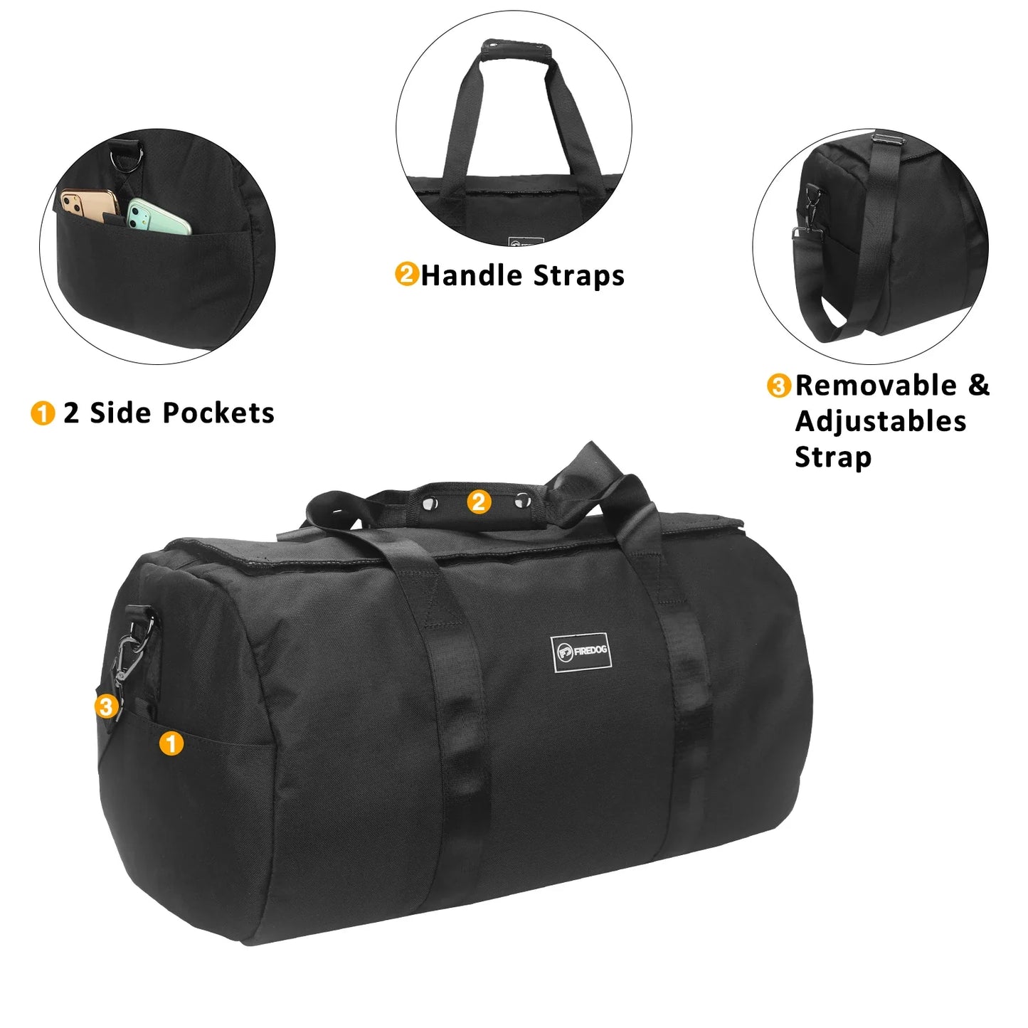 FIREDOG Smell-Proof Travel Duffle Bag – Large Capacity Organizer with Lock