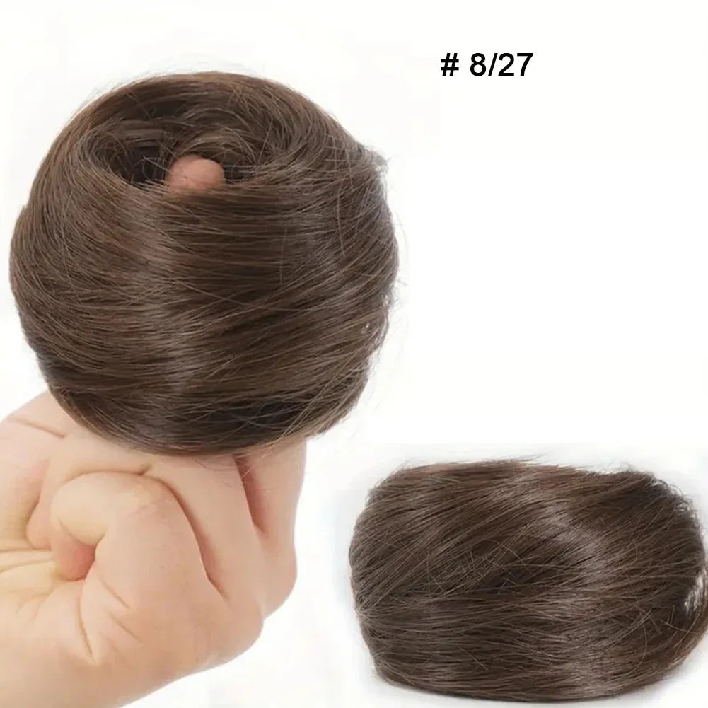 100% Human Hair Bun Ponytail Hairpiece – Brazilian Hair Scrunchie Updo, Donut Chignon Hair Extension for Women