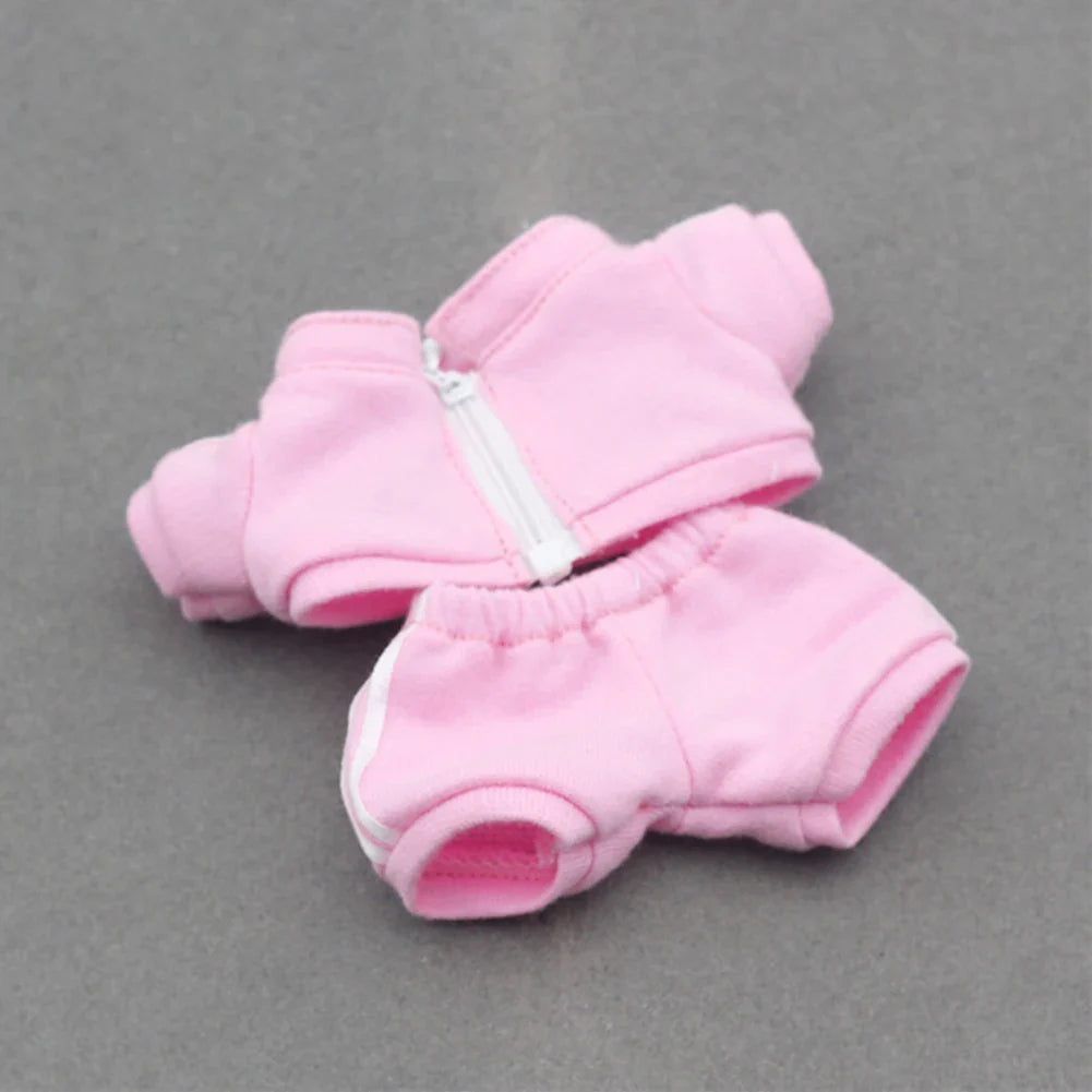 Ropa Labubu Clothes Set for 15/17cm V1/V2 Plush Dolls – Hooded Sweatshirt & Pants | Doll Outfit Accessories & Kid Toy Gift
