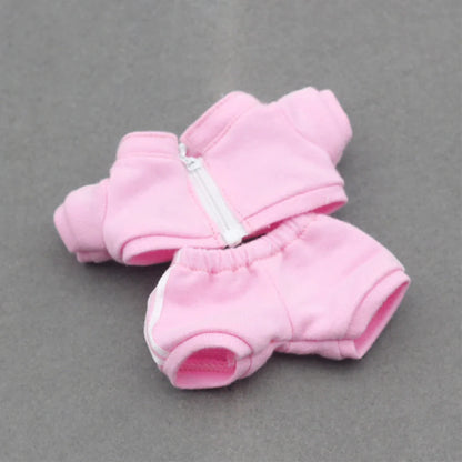 Ropa Labubu Clothes Set for 15/17cm V1/V2 Plush Dolls – Hooded Sweatshirt & Pants | Doll Outfit Accessories & Kid Toy Gift