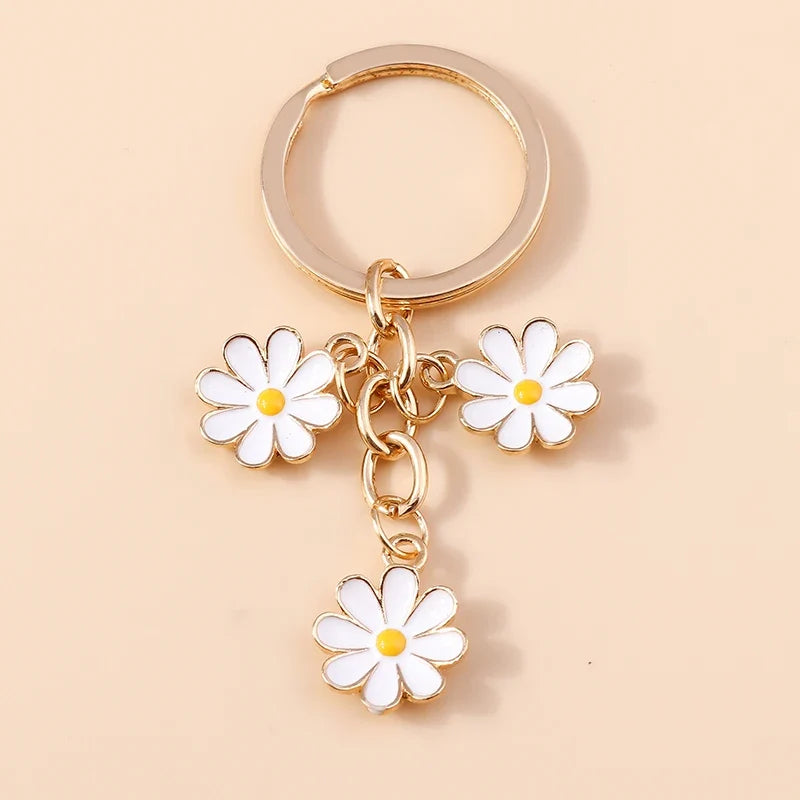 Sakura Flower Enamel Keychain - Colorful Cute Key Ring Handbag Accessory Gift for Women & Girls