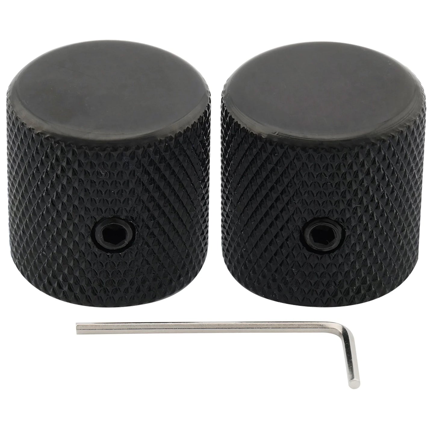 Musiclily Pro Guitar Control Knobs - 1/4 Inch Steel Flat Top Knobs with Set Screws for Electric Guitar & Bass (2PCS)