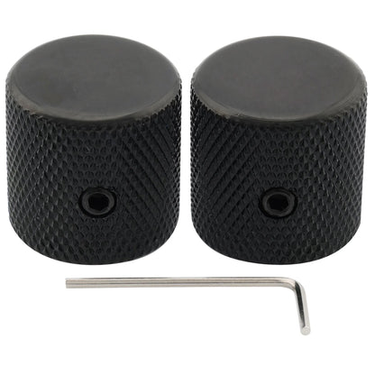 Musiclily Pro Guitar Control Knobs - 1/4 Inch Steel Flat Top Knobs with Set Screws for Electric Guitar & Bass (2PCS)
