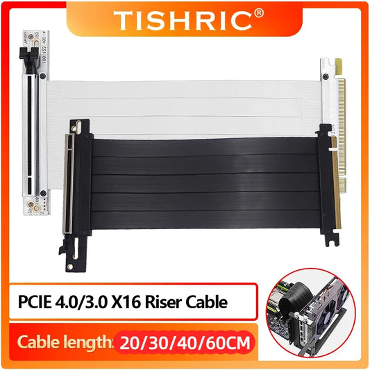 TISHRIC PCIe X16 Extension Cable - Shielded PCIe 4.0/3.0 Graphics Card Riser Cord