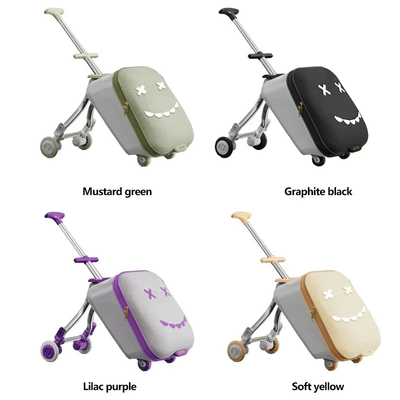 20-Inch Ride-On Kids Luggage with Folding Stroller – Children's Suitcase for Walking and Riding, Travel Bag for Babies