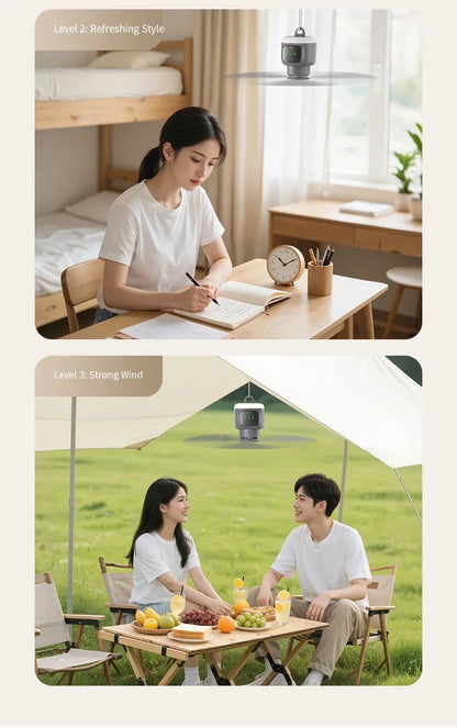 12000mAh Portable Ceiling & Camping Fan – Outdoor Tent Air Circulator and Cooling Ventilator