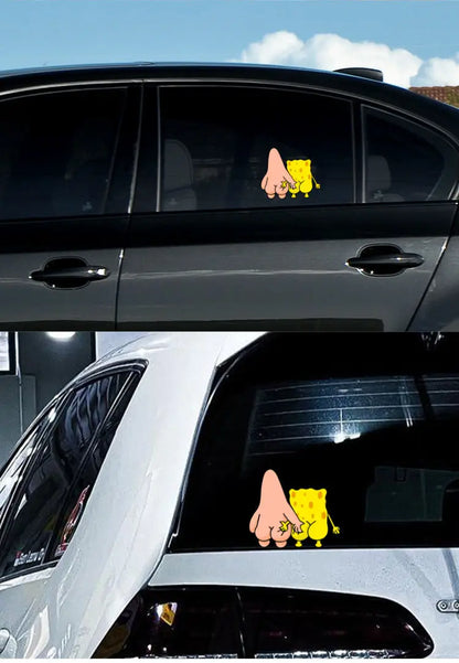 Kawaii SpongeBob SquarePants Car Stickers – Cartoon Personalized Creative Window Decoration for Electric Cars