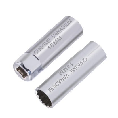 Universal Spark Plug Socket Wrench - 3/8 Magnetic, 12 Angle Thin Wall for 14/16mm Spark Plug Removal, Auto Repair Tool