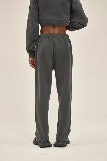 Straight-Lined Solid Color Cashmere Sweatpants – Soft Cozy Lounge Pants