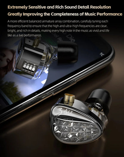 KZ ZA12 2DD+4BA Hybrid IEM Headphones – Wired In-Ear Monitor with Adjustable Tuning, HiFi Sound, Sports & Gaming Noise-Canceling Earphones
