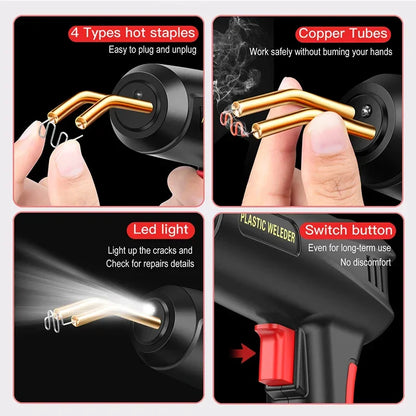Upgraded 2-in-1 Plastic Welding Kit – 200W Hot Stapler & Soldering Gun with 6/4 Types Staples for Car Bumper Repair