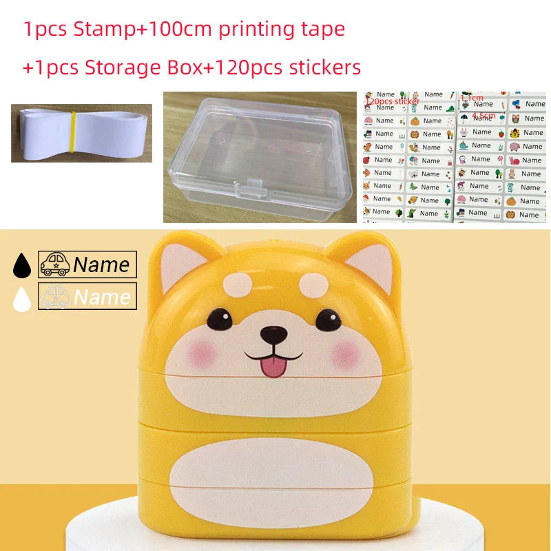 Custom Children’s Name Seal – Double-Layer Black & White Ink Stamp, Waterproof Name Sticker for School & Kindergarten