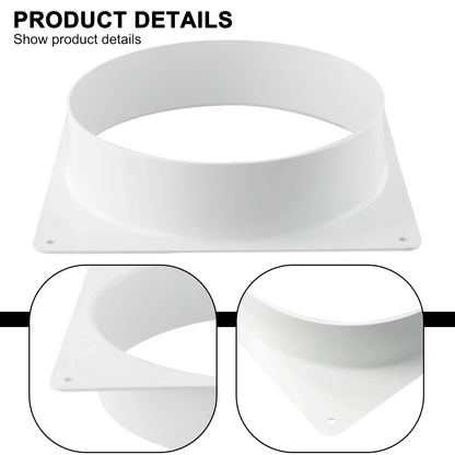 White Air Vent Duct Connector Flange – Straight Square Bottom Pipe for Easy Ventilation Duct Installation