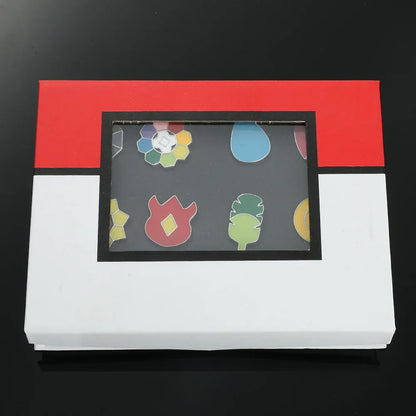 Anime League Gym Badge Set – Metal Brooches from Sinnoh, Johto, Hoenn & Indigo with Pikachu & Squirtle Figure Toys