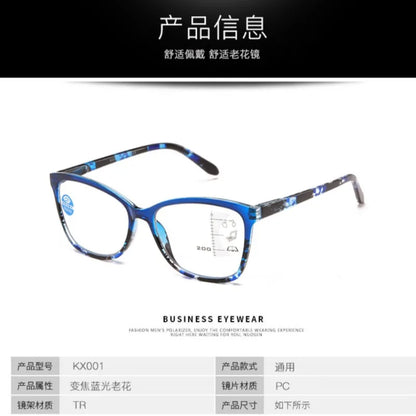 Progressive Multifocal Reading Glasses Anti Blue Light Floral Frame Lightweight Spring Hinges Fashion Eyewear for Men & Women