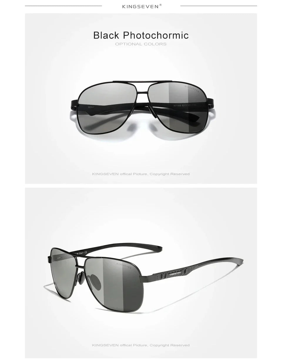 KINGSEVEN Polarized Pilot Sunglasses – UV400 HD Lens Aluminum Frame Photochromic Night Vision Eyewear for Men & Women