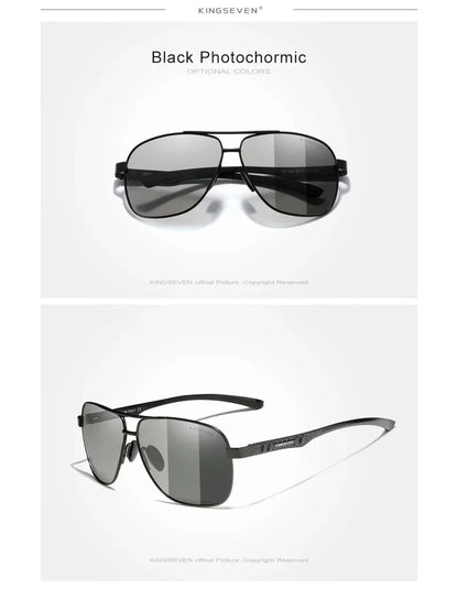 KINGSEVEN Polarized Pilot Sunglasses – UV400 HD Lens Aluminum Frame Photochromic Night Vision Eyewear for Men & Women